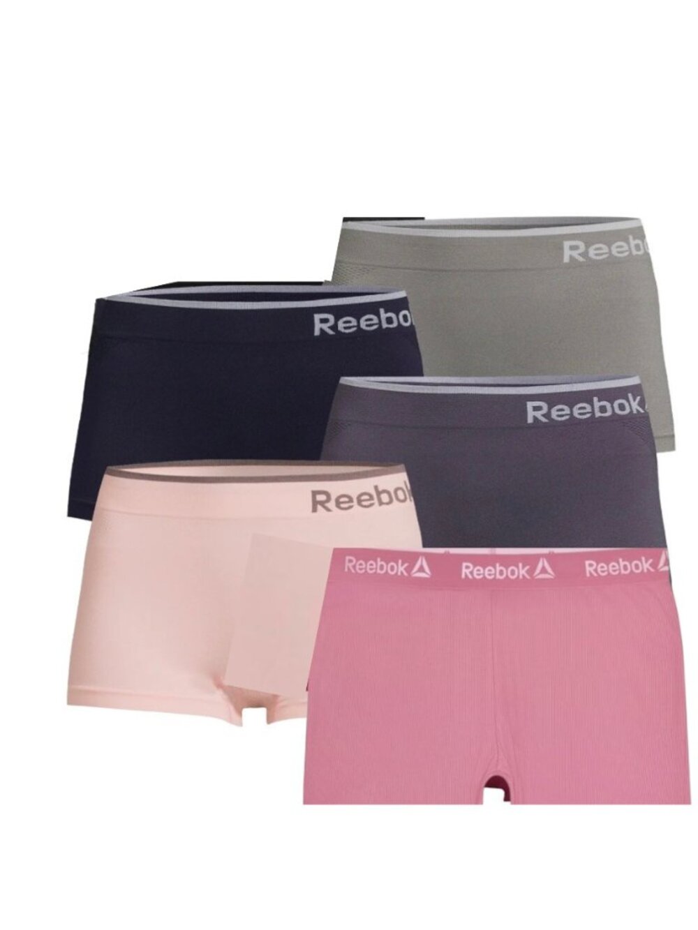 Reebok Women's Seamless Boyshorts Underwear -5 Pk Stretch, 2XL/18